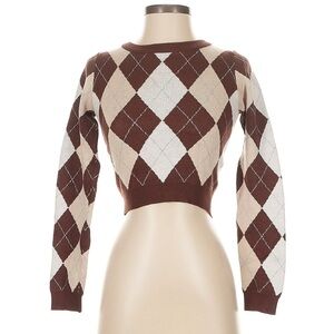 Motel Rocks Brown and Cream Argyle Sweater